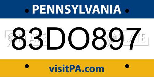 83DO897 Pennsylvania License Plate