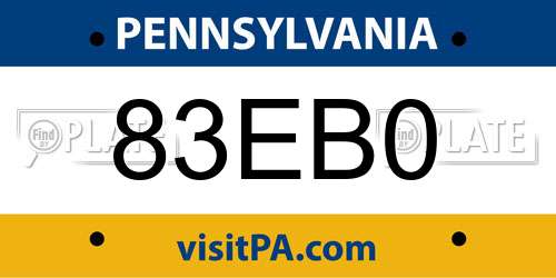 83EB0 Pennsylvania License Plate