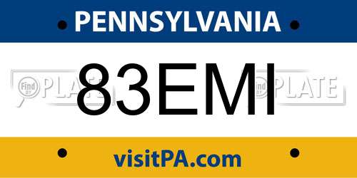 83EMI Pennsylvania License Plate