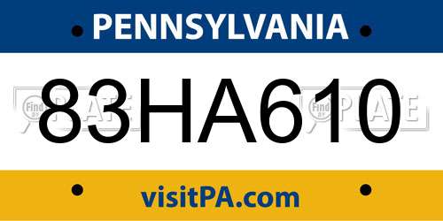 83HA610 Pennsylvania License Plate