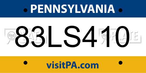 83LS410 Pennsylvania License Plate