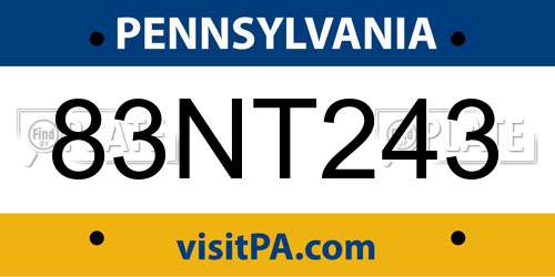 83NT243 Pennsylvania License Plate