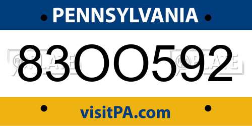 83OO592 Pennsylvania License Plate