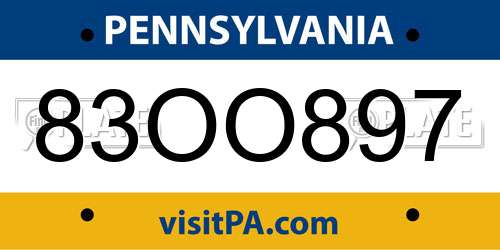 83OO897 Pennsylvania License Plate