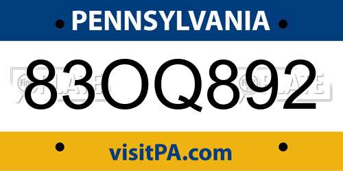 83OQ892 Pennsylvania License Plate