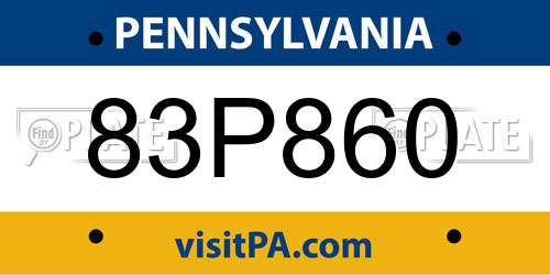 83P860 Pennsylvania License Plate