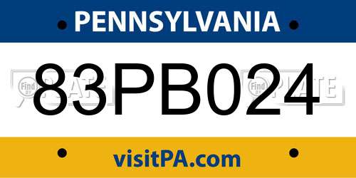83PB024 Pennsylvania License Plate