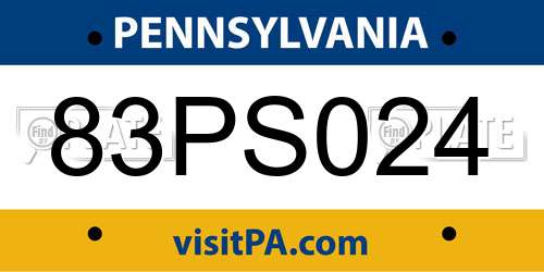 83PS024 Pennsylvania License Plate