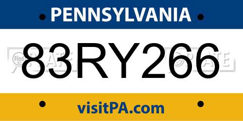 83RY266 Pennsylvania License Plate