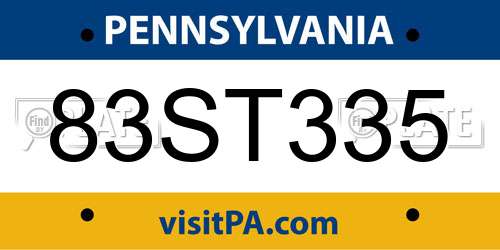 83ST335 Pennsylvania License Plate