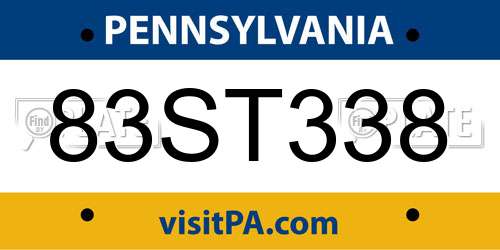 83ST338 Pennsylvania License Plate