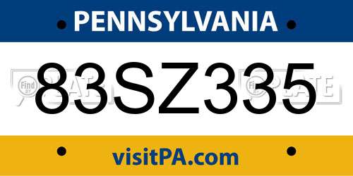 83SZ335 Pennsylvania License Plate