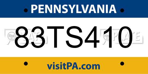 83TS410 Pennsylvania License Plate