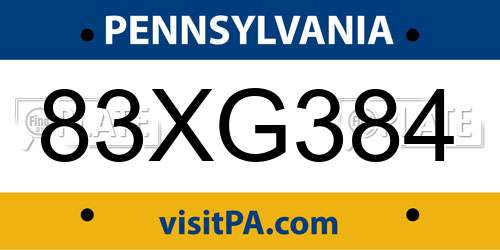 83XG384 Pennsylvania License Plate
