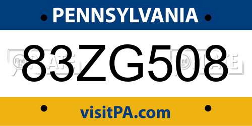 83ZG508 Pennsylvania License Plate