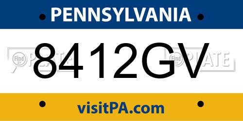 8412GV Pennsylvania License Plate