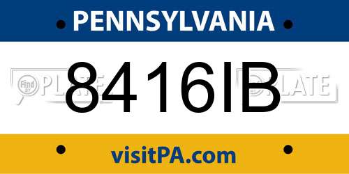 8416IB Pennsylvania License Plate