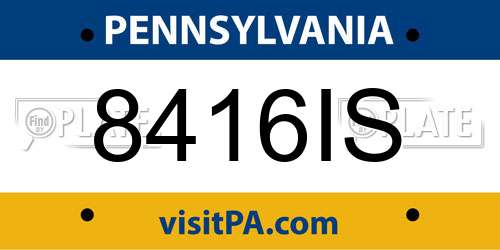 8416IS Pennsylvania License Plate