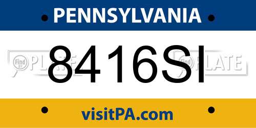 8416SI Pennsylvania License Plate