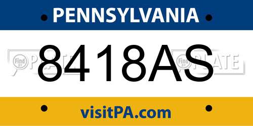 8418AS Pennsylvania License Plate