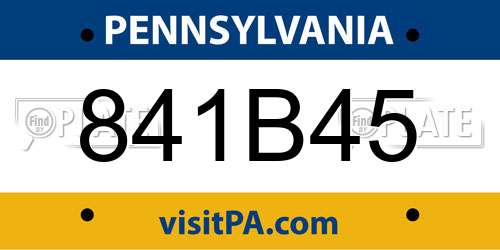 841B45 Pennsylvania License Plate