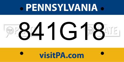841G18 Pennsylvania License Plate