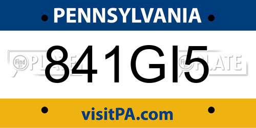 841GI5 Pennsylvania License Plate