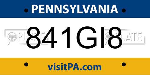 841GI8 Pennsylvania License Plate