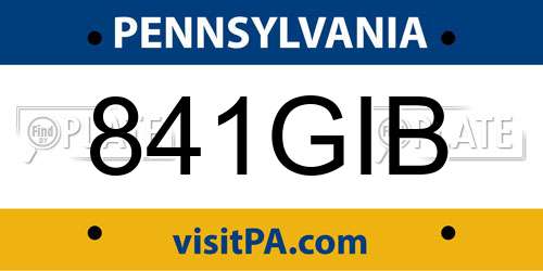 841GIB Pennsylvania License Plate