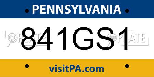 841GS1 Pennsylvania License Plate