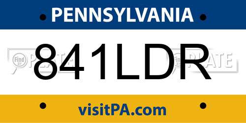 841LDR Pennsylvania License Plate
