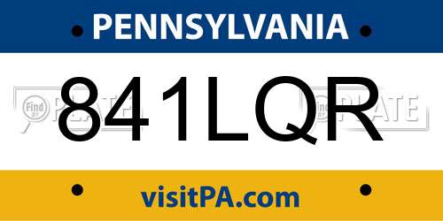 841LQR Pennsylvania License Plate