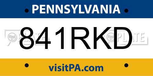 841RKD Pennsylvania License Plate