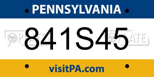 841S45 Pennsylvania License Plate