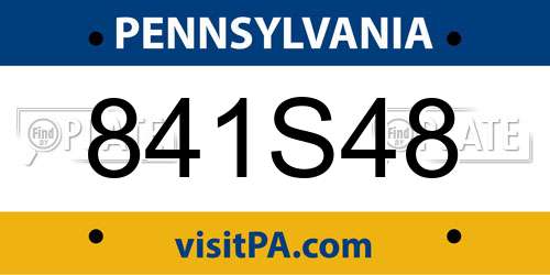 841S48 Pennsylvania License Plate