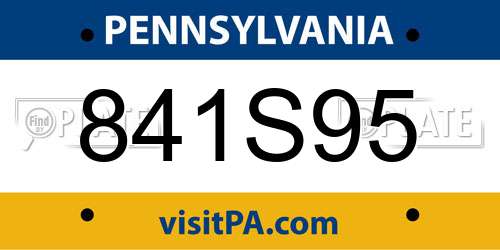 841S95 Pennsylvania License Plate