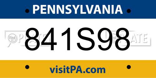 841S98 Pennsylvania License Plate