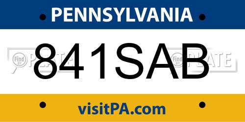 841SAB Pennsylvania License Plate