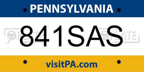 841SAS Pennsylvania License Plate
