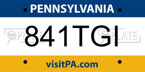 841TGI Pennsylvania License Plate