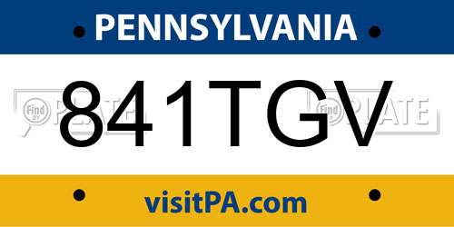 841TGV Pennsylvania License Plate