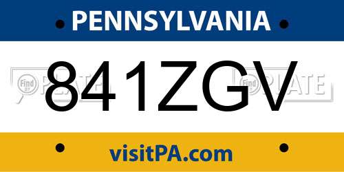 841ZGV Pennsylvania License Plate