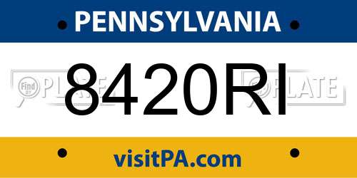 8420RI Pennsylvania License Plate