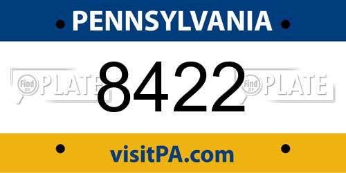 8422 Pennsylvania License Plate