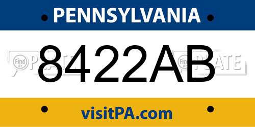 8422AB Pennsylvania License Plate