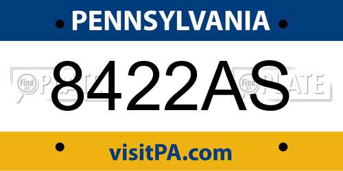 8422AS Pennsylvania License Plate