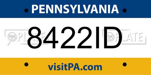 8422ID Pennsylvania License Plate