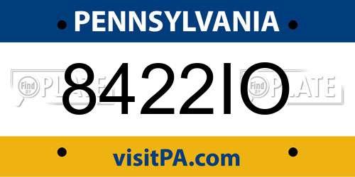 8422IO Pennsylvania License Plate