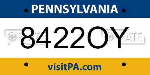 8422OY Pennsylvania License Plate
