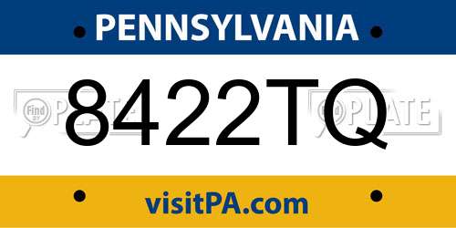 8422TQ Pennsylvania License Plate